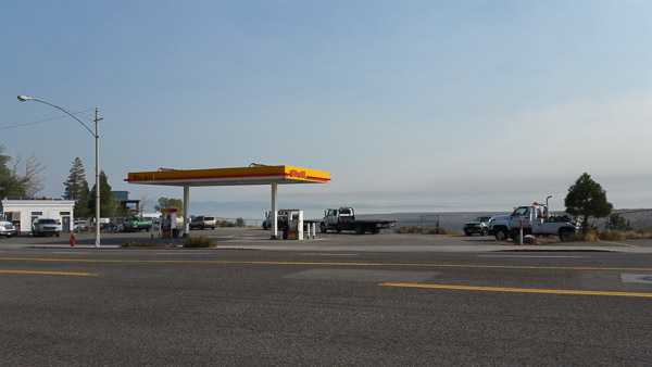 Next morning, firs is still burning and there is smoke covering the valley and Mono Lake.